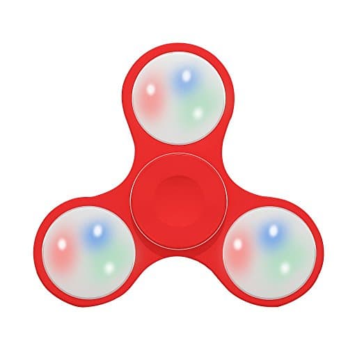Fidget Spinner, Tri-spinner Glow in The Dark LED Light Up High Speed Cool EDC Anti-stress Finger Toy (Red)
