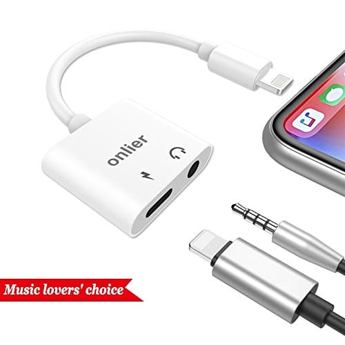 Onlier Iphone Adapter, Earphone Aux Audio & Charge Adaptor Lightning to 3.5 mm Headphone Jack Adapter Charger for iphone 7/8/X/7 plus/8 plus