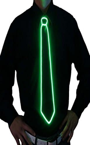 galaxy&hkt cosplay EL Wire light up DJ dance tie led Party clup neck tie (green)