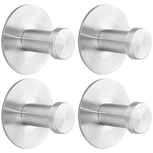 Heavy Duty Wall Hooks Self Adhesive Pack of 4 | Stainless Steel Coat Hooks Wall Mounted | Sticky Key Hooks Decorative Hanger for Towel Purse Used in Bedroom Kitchen Bathroom Holds Up 3KG