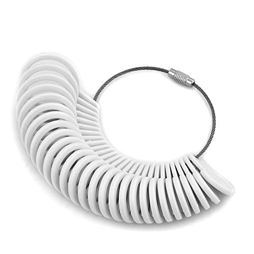 LuckyJewelry Finger Sizer Measuring Ring-Ring Sizing Finger Size Gauge Set 27Pcs Circle Models Jewelry Sizer Tool-Ring (White)
