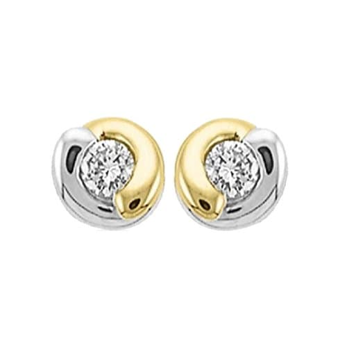 10k Two Tone Gold Diamond Stud Earrings - IGI Certified