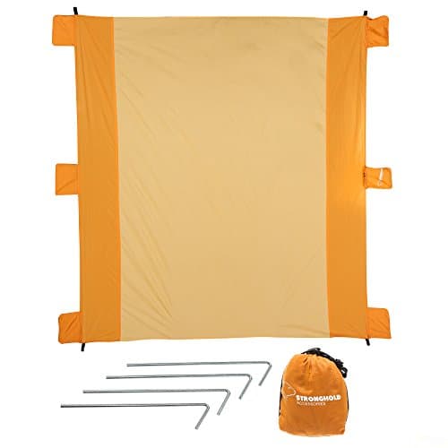 Outdoor Beach Blanket - Includes 4 FREE Stakes, Compact Storage Bag, Anchor Pockets. Built to Last with Durable Parasheet Nylon - Great for Beach, Picnic, Travel, Camping. XL Size
