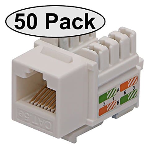 Cat5e RJ45 Modular Keystone Jack, 110 Style, White - Box of 50