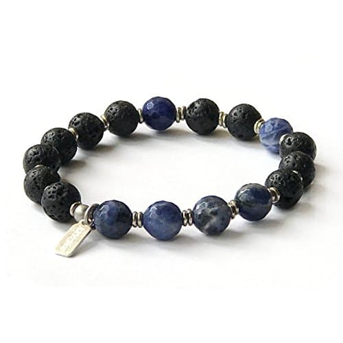 Third Eye Chakra, Sodalite and Lava Aromatherapy Bracelet (6.5)