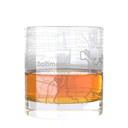 Uncommon Green Baltimore Map Rocks Glass Etched Whiskey