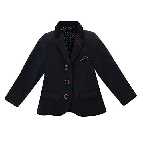 Topprom Boy's Suit Navy Blazer Formal Coin Pocket Dinner Jacket with Spots Printed Lining Suit Dress for Boy 12-18M