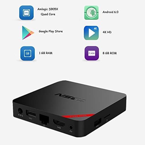 Brinnonac T95n 4K HD Android 6.0 TV Box with Amlogic S905x Quad-core 1GB RAM 8GB ROM 2.4G Wifi 3D H.265 4K HD Player (1GB+8GB)