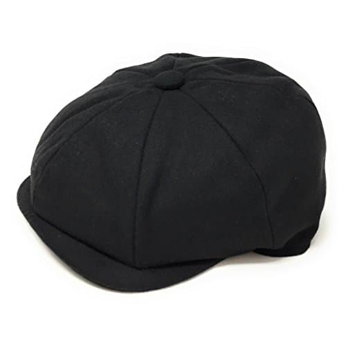Gatsby Baker Boy Cap, Melton Wool, Lined. Black, Grey Blue Boy Cap. 8-Piece Cap.