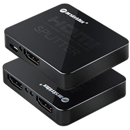 Farstrider Super Mini HDMI Splitter 1x2 Ports (1 Input to 2 Outputs) Active Amplifier Support 3D, Ultra HD 4K, Deep Color & HD Audio for HDTV SKY Blu-ray PS4 Xbox - Black