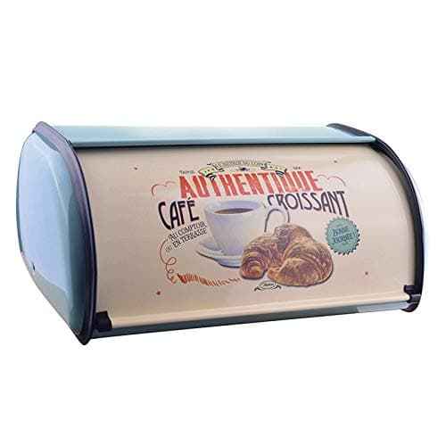 Noblik French Vintage Bread Box Storage Bin Rollup Top Light Gray Small Powder Coated Bread Iron Snack Boxes for Kitchen Home Decor Blue-Green