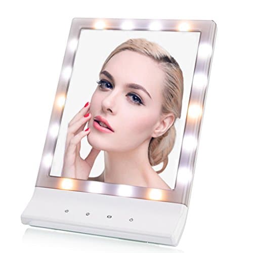 TVictory Premium Lighted Makeup Vanity Mirror with Bright LEDs, 3 Dimmable Illumination Settings(Warm/Natural/Cool Lights), 2 Power Supply Options, Wall-mounted and Countertop Options for Cosmetic