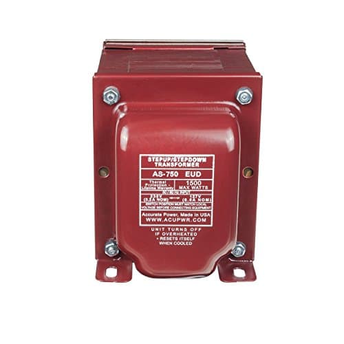 ACUPWR Tru-Watts 750-Watt Step Up/ Down Voltage Transformer with IEC C13 Input and Type F Schuko Plug/Power Cord – Use 127-Volt Appliances in 220-240-Volt Countries, and Vice Versa - AS-750EUD