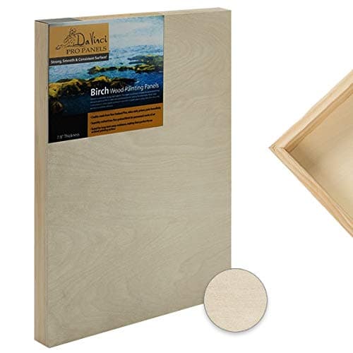 Da Vinci Pro Birch Wood Panel 7/8" Deep – 12x12 Single Panel - Fine Textured, Warp Resistant, Lightweight & Rigid – Perfect for Mounting Sanded Pastel or Watercolor Paper, Linen or Canvas