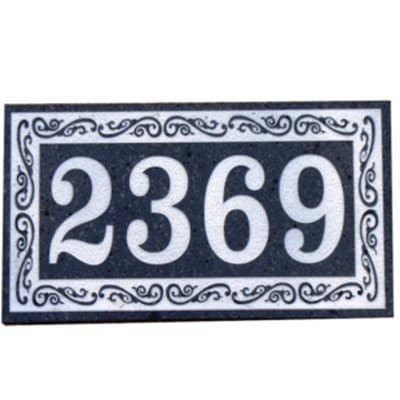 Granite address plaque black granite custom engraved with premium scroll border and your address. Customize on this listing.