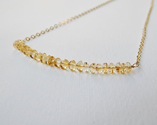 Citrine Bar Necklace Gold Filled