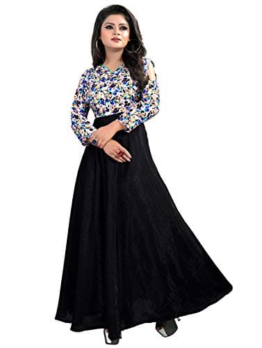 Gauri Beautiqe Black Satin Printed Gown