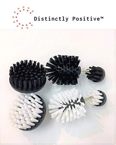 Distinctly Positive Drill Brushes 6 Pieces: 3 Very Hard and 3 Soft | Complete Solution Multi-Purpose Power Scrubbing Cleaning Kit