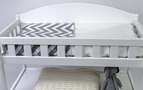 BUB Baby Wipeable Changing Table Pad Cover in Grey Chevron - Waterproof, Non Toxic, Plush Minky Material
