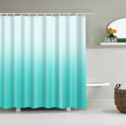 ABxinyoule Gradient Blue Shower Curtain Bathroom Decor Waterproof Mildew Fabric