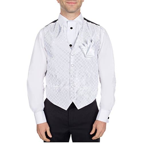 Men's Pattern Formal Vest White for Tuxedo and Suit