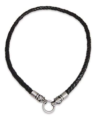 Bico Australia Braided Thick Leather Necklace with Draco Wolf Head Metalwork