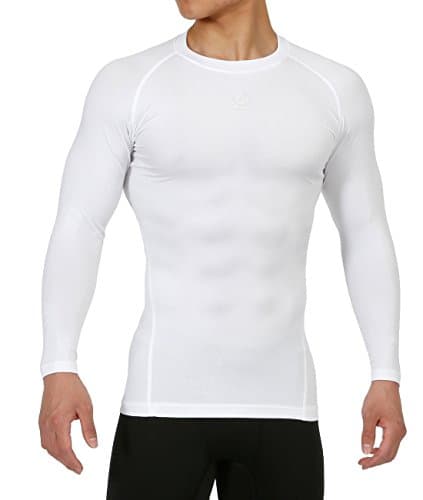 ARMEDES Men's Compression Premium Underlayer Running Tight Long Sleeve T-Shirt WHITE,XL