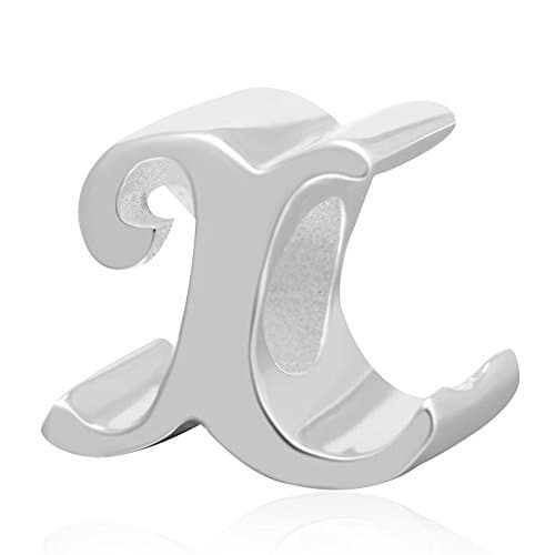 Choruslove Letter Initial A-Z Alphabet Charm 925 Sterling Silver Bead for 3mm European Bracelet Bangle (X)