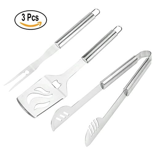 Grill Tools Set - 3-Piece BBQ Tools - Premium Stainless Steel Perfect Outdoor Barbecue Grill Utensils Set with Box, Gifts for Men Husband Dad Grandpa
