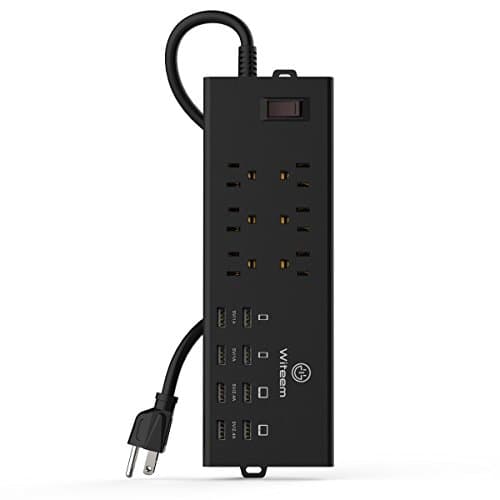 Witeem Power Strip Surge Protector with 6 AC Outlets and 8 USB Ports, 6 ft UL Power Cord, Black