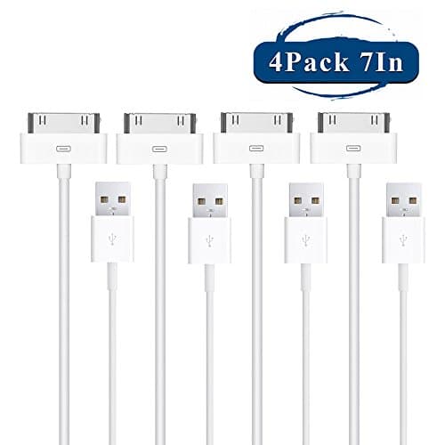 iPhone 4s Cable iPad 2 Charging Cord Certified 7 Inch 30-Pin USB Data Sync Cable iPhone 4/4S, iPhone 3G/3GS, iPad 1/2/3, and iPod (4 Pack)