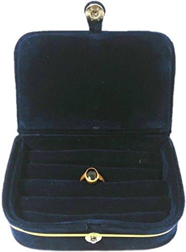 Addyz Navy Blue Ring Box Jewellery Vanity Case