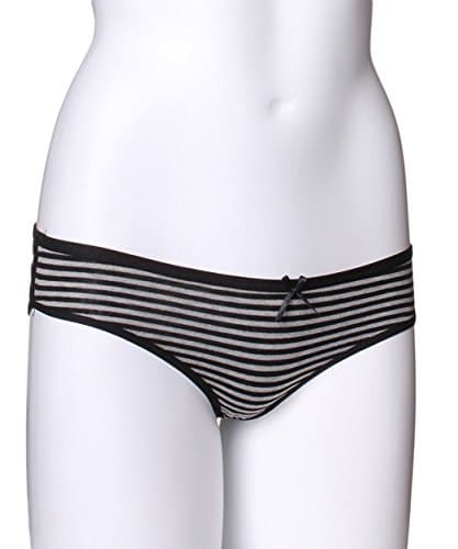 Eric Hug Comfortable Women's Cotton Blend Low Rise Bikini Brief Under Wear Panty - Stripe BlackX-Large trendy