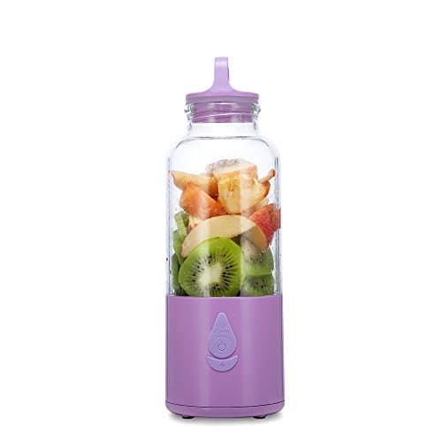 USB Juicer Cup, Fruit Mixing Machine Portable Mini Rechargeable Mixer, Blender, Water Bottle 550ml with USB Charger Cable Portable Juice Blender 360 ° all-round 6 leaves thicker head (Purple)