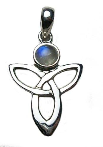 Rainbow Angel Moonstone Pendant Sterling Silver