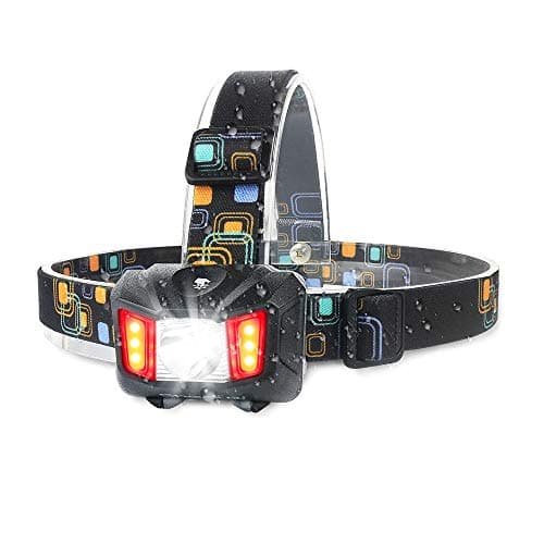 Touch Sensitive LED Headlamp - Moobibear Super Bright 200lm LED Work Headlight, 4 Modes White & Red Light, Adjustable Strap, IP65 Water Resistant Helmet Light Perfect for Camping, Hiking, Outdoors