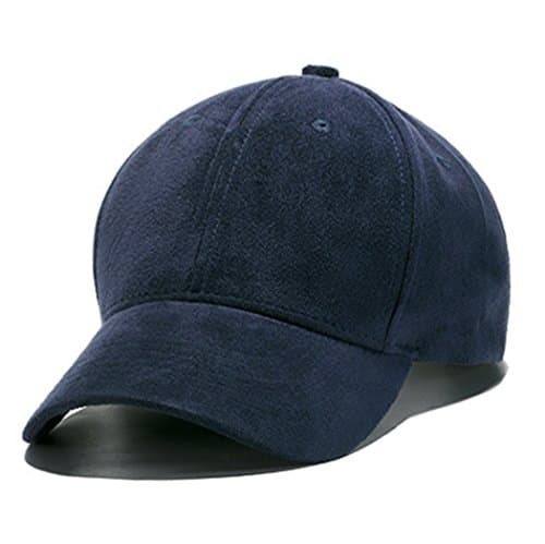 Stylish Unisex Baseball Cap Solid Color Suede Adjustable Plain Hat (Blue)