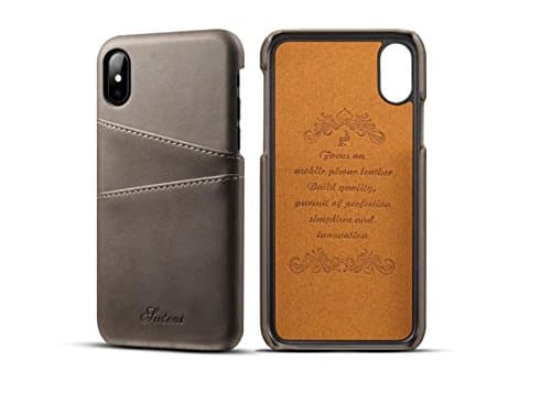 Prosper High Quality PU Leather Back Cover case with Card Slots for Apple iPhone X (Grey)