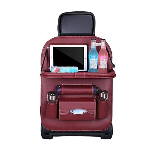 Car Seat Storage Box, Car Storage Box with Tablet Holder Rear Seat Car Storage Bag Child Baby, Car Seat Protector Multi-pocket Car Back Seat Storage Bag Kick Pad Folding Table - 2 Pieces (Coffee color