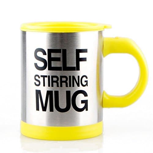 La Tartelette Self Stirring Coffee Mug, Silver, 11.8 oz (Yellow)