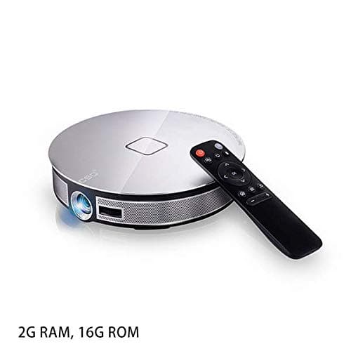 Salange D8S Portable Smart Android6.0 Video Projector with 1G RAM 32G ROM WiFi Bluetooth 250 Ansi Lumens 1280x720p Resolution Support 1080p 4K 3D Built in 12000 mAh Battery