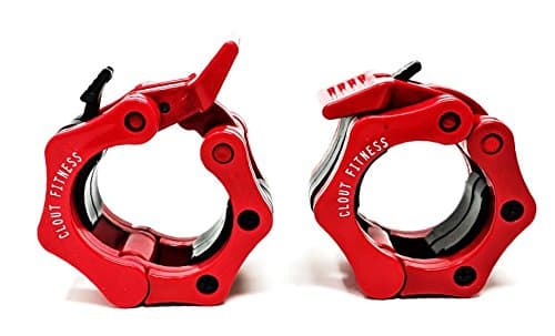 Quick Release Pair of Locking 2" Olympic Size Barbell Clamp Collar Great for Pro Crossfit Training by Clout Fitness (Red 2-Pack)