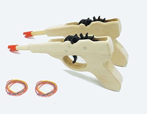 Two Solid Wooden Rubber Band Shooter Gun - G107