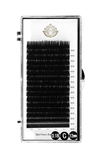 Eyelash Extensions LASH MOB - C Curl - 0.20 Diameter - Mixed and Single Lengths for Professionals (12mm)