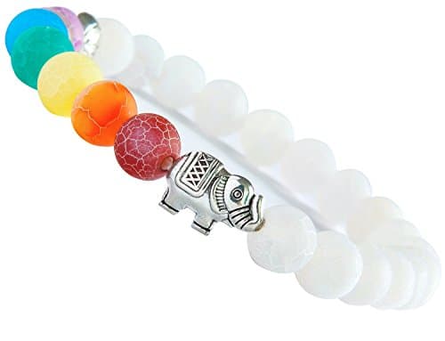 Beaded Bracelets for Men Buddha White Bead Bracelet for Men Bangle 8MM Elastic Lotus Seeds Elephant Stones Yoga Mala Buddhist Women Prayer Beads