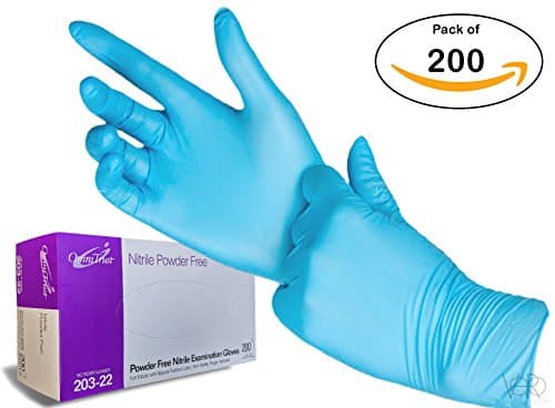 MEDIUM Nitrile Exam Gloves ( 1 Pack, 200 Count each) - Medical Grade, Powder Free, Latex Rubber Free, Disposable, Non Sterile, Food Safe, Textured Fingers, Blue Color, Convenient Dispenser