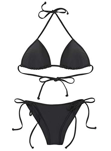 Reteron Women's Tie Side Bottom Triangle Bikini Bathing Suits