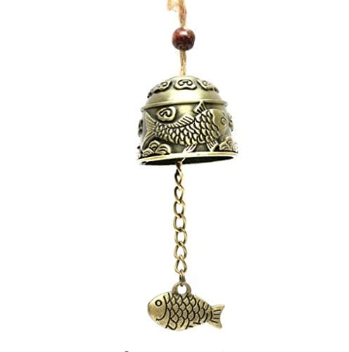 Metal Small Wind Chimes Cool Vintage Fish Pattern Car Door Bed Hanging Bell Pendant Home Garden Chinese Style Decoration
