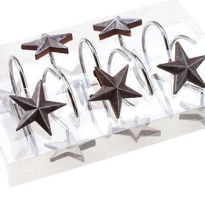 New 12 Pcs Decorative Star Rolling Curtain Hooks Bathroom Anti Rust Alloy Resin