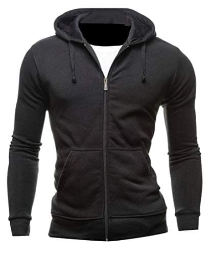 ShuangRun Mens Zip Active Solid Color Workout Hoodies Slim Sweatshirt Jackets